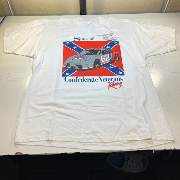 Vintage LEE 1990s Unworn Sons of Confederate Veterans Racing Tee Shirt XXL - Picture 2 of 7